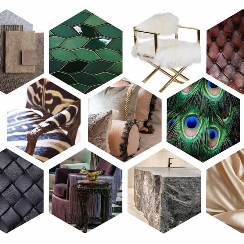 collage of textured materials and fabrics
