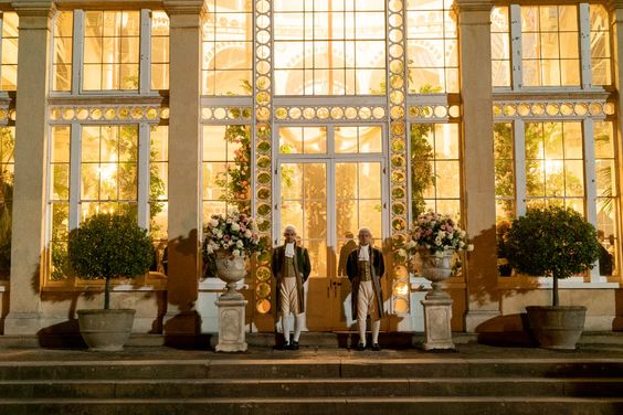 Danbury Hall features grand porticos.